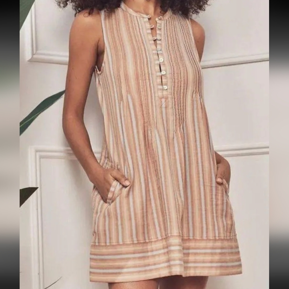 Faherty Isha organic cotton Gauzy Pintuck tunic Dress With Pockets Vacation XXL - Picture 1 of 10